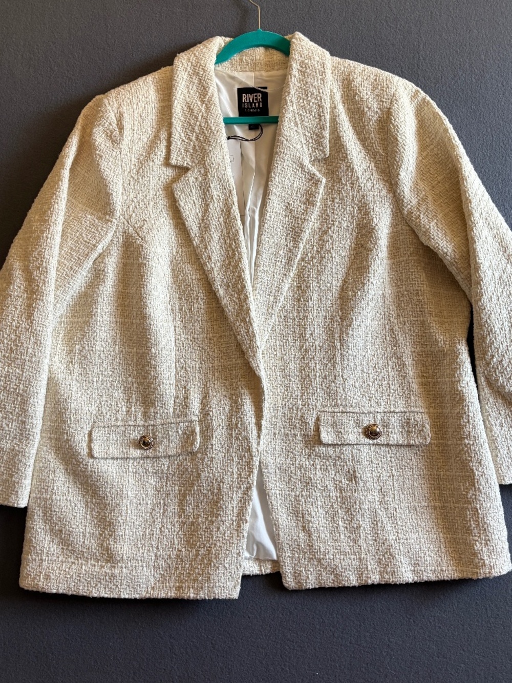 River Island Plus Boucle Long Sleeve Lined Blazer Size 26 US 22